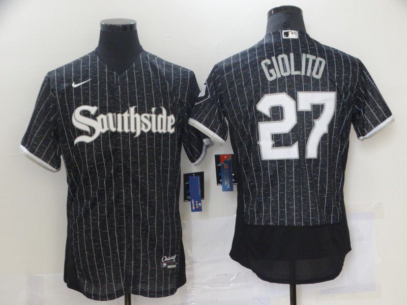 Men Chicago White Sox #27 Giolito City Edition Black Elite Nike 2021 MLB Jerseys